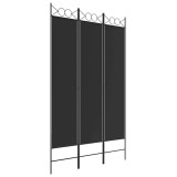Cumpara ieftin Paravan de camera cu 3 panouri, negru, 120x200 cm, textil