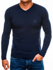 Bluza pentru barbati, din bumbac, bleumarin inchis, casual slim fit - E74 foto