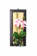 Flori artificiale decorative, tip tablou, Orhidee, 45x20 cm foto