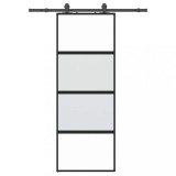 Cumpara ieftin Usa glisanta cu set feronerie neagra 76x205cm sticla securizata