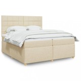 Cumpara ieftin Pat box spring cu saltea, crem, 200x200 cm, textil