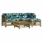 Set mobilier de gradina cu perne, 5 piese, lemn de pin tratat