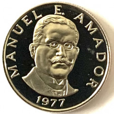 PANAMA 10 CENTESIMOS 1977 PROOF.( MANUEL E. AMADOR.),KM#36.1