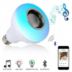 Bec Muzical Inteligent cu Led, Bluetooth si telecomanda iUni DF18, 3W, Lumini Colorate foto