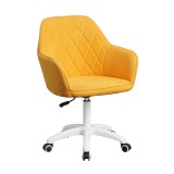 Cumpara ieftin Scaun de birou textil galben alb Santy 60x62x100 cm