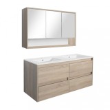Mobilier complet de baie Porto 120 &icirc;n culoarea stejarului Sonoma