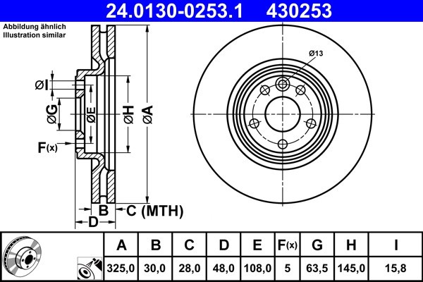 ATE 24.0130-0253.1 Disc frana