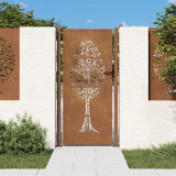 Poarta de gradina, 105x205 cm, otel corten, model copac GartenMobel Dekor, vidaXL