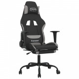 Cumpara ieftin Scaun gaming cu masaj/suport picioare, negru/gri deschis textil