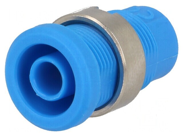 Conector banană 4mm soclu 25A 1kV albastru nichelat