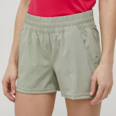 Columbia pantaloni scurți outdoor Alpine Chill Zero femei, culoarea verde, neted, medium waist