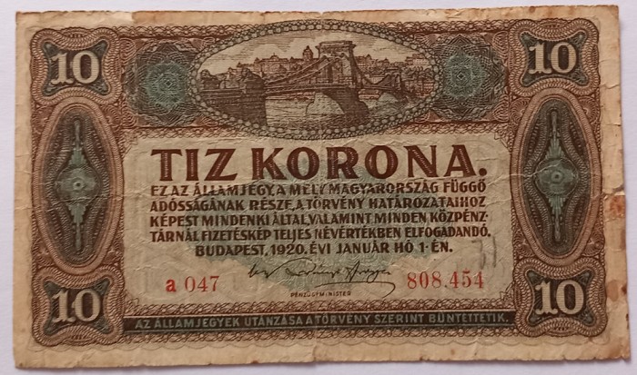 Ungaria , 10 Coroane 1920