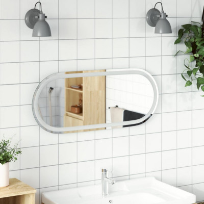 vidaXL Oglindă de baie cu LED, 80x35 cm, ovală foto
