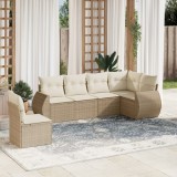 vidaXL Set canapele de grădină cu perne, 6 piese, bej, poliratan 3221427