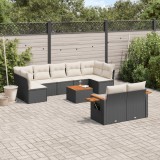 vidaXL Set canapele de grădină cu perne, 10 piese, negru, poliratan 3259536