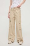 Levi&#039;s pantaloni BAGGY CARGO femei, culoarea bej, lat, high waist