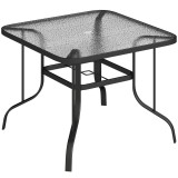 Outsunny Masă de Grădină pentru 4 Persoane cu Gaură pentru Umbrelă &Oslash;54 mm, 96,5x96,5x70 cm, Negru | Aosom Romania