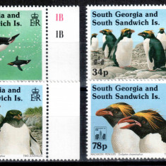 Georgia de Sud 1993, Mi #215-218**, fauna, pasari, pinguini, MNH! Cota 11,50 €!