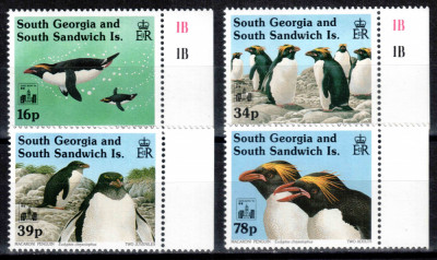 Georgia de Sud 1993, Mi #215-218**, fauna, pasari, pinguini, MNH! Cota 11,50 &amp;euro;! foto