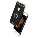 Husa de protectie pentru iPhone 7 Luxury Black Plated cu Inel de sustinere, MyStyle