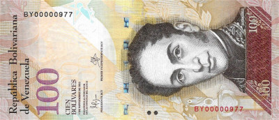 VENEZUELA █ bancnota █ 100 Bolivares █ 5.11. 2015 █ P-93j █ UNC foto