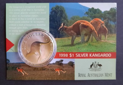 Moneda comemorativa 1 Dollar &amp;quot;Silver Kangaroo&amp;quot; 1998, Australia - Proof - A 2650 foto