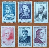 FRANTA.-1954&#039;&#039;CELEBRITATI din sec XIII&#039;&#039; cu PAUL VALERY-(cea mai scumpa serie Cat Yv.=160e)-MH NESTAMP. -vezi scan verso
