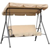 Cumpara ieftin Balansoar de Gradina, Mercaton, 3 Locuri, Structura Metalica, Rezistent UV, Impermeabil, Maxim 260 Kg, 173 x 110 x 154 cm, Bej