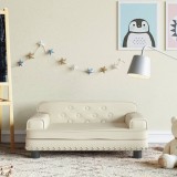 vidaXL Canapea pentru copii, crem, 70x45x30 cm, piele ecologică
