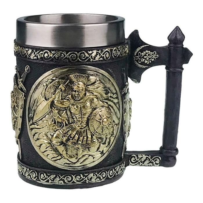Cana cu perete dublu cu soldat soldat in armura, 400 ml, 1669H