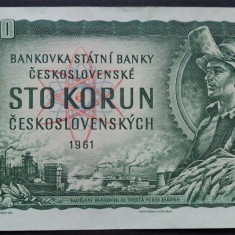 Bancnota 100 KORUN / COROANE - RS CEHOSLOVACIA, anul 1961 * Cod 21 = excelenta