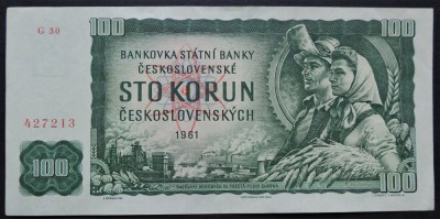 Bancnota 100 KORUN / COROANE - RS CEHOSLOVACIA, anul 1961 * Cod 21 = excelenta foto