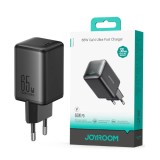 Incarcator Retea Joyroom JR-TCL05 GaN 65W (2x USB-C) + Cablu Type-C 1m, Alb