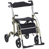 HOMCOM Cadru de Mers Pliabil cu &Icirc;nălțime Reglabilă, Fr&acirc;ne Duble și Geantă de Depozitare, 59x104x88-101 cm, Verde | Aosom Romania