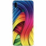 Husa silicon pentru Huawei Y9 2019, Curly Colorful Rainbow Lines Illustration
