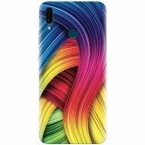 Husa silicon pentru Huawei Y9 2019, Curly Colorful Rainbow Lines Illustration