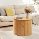 Masa de cafea rotunda Ledepid, bambus natur, 48x60 cm, [en.casa]