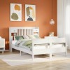 VidaXL Pat cu bibliotecă fără saltea, alb, 135x190 cm, lemn masiv pin 3323042