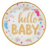 Farfurii Carton Baby Shower, Multicolor, Set 6 bucăți, 23cm, Oem