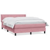 Cumpara ieftin Pat box spring cu saltea, roz, 160x210 cm, catifea