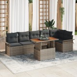 Gossi set de canapea de gradina cu 7 piese cu perne gri ratan polimer