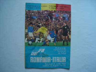 Program meci fotbal Romania - Italia, 16 aprilie 1983 foto