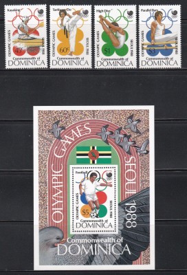 Dominica 1988 - Jocurile Olimpice - Seul, Serie + Colita, MNH foto