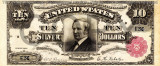 10 dolari 1891 Reproducere Bancnota USD , Dimensiune reala 1:1