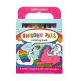 Cumpara ieftin Set carte de colorat si creioane colorate - portabil, Unicorni, Ooly