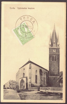 2582 - TURDA, Cluj, Reformed Church, Romania - old postcard - used - 1922 - TCV foto