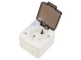 Conector alimentare AC 2P+PE 250VAC 16A albă pentru perete - ABEX