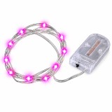 Cumpara ieftin Instalatie de Craciun roz, 1 m, 10 LED-uri, alimentare cu baterii, fir flexibil, cablu luminos 0,6 m