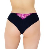 Chilot Brazilian bumbac, elastan, dantelă C1242 - XL - Bleumarin