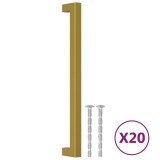 Manere de dulap, 20 buc., auriu, 224 mm, otel inoxidabil